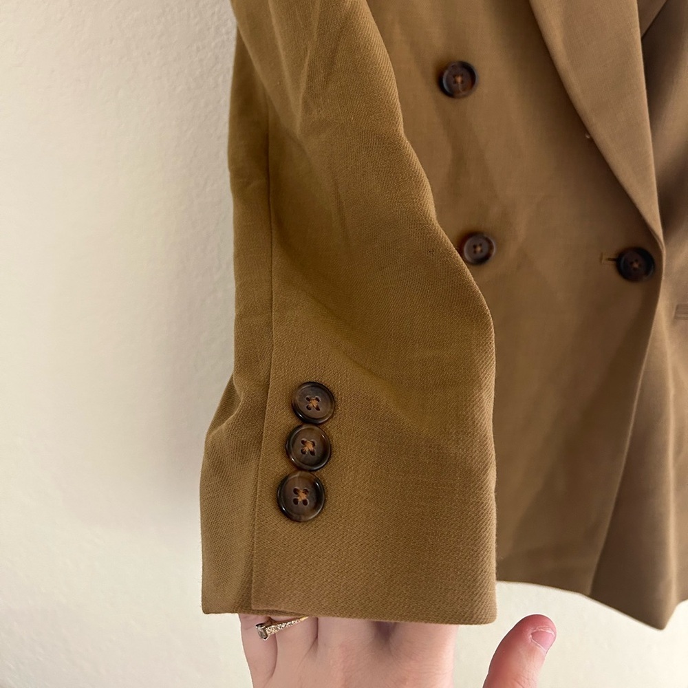 Vintage 90s DKNY Donna Karan 100% Wool Blazer Jacket Brown Business Size 4 Women - Picture 8 of 9